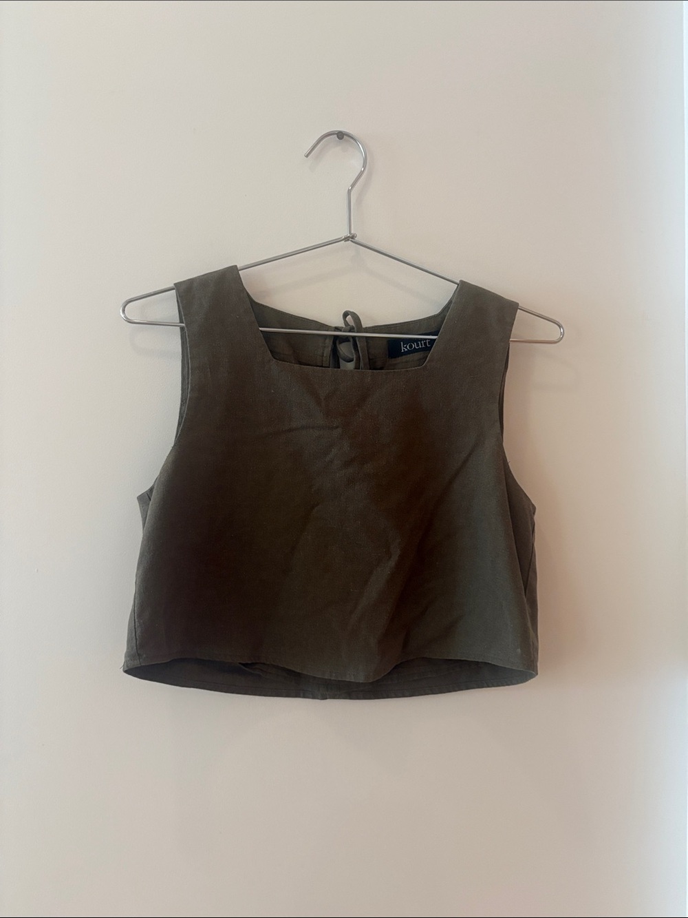 Kourt Olive Green Square Neck Crop Top